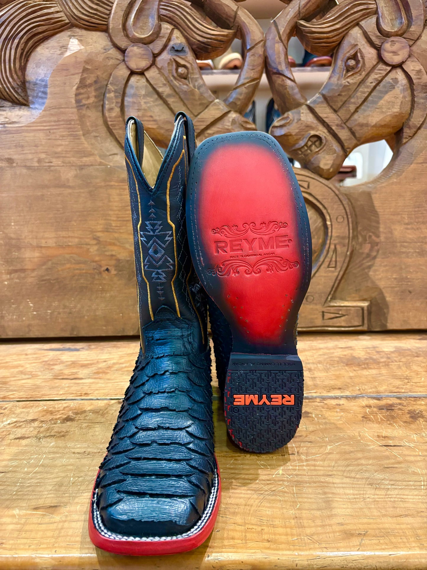 Python Red and Black Boots