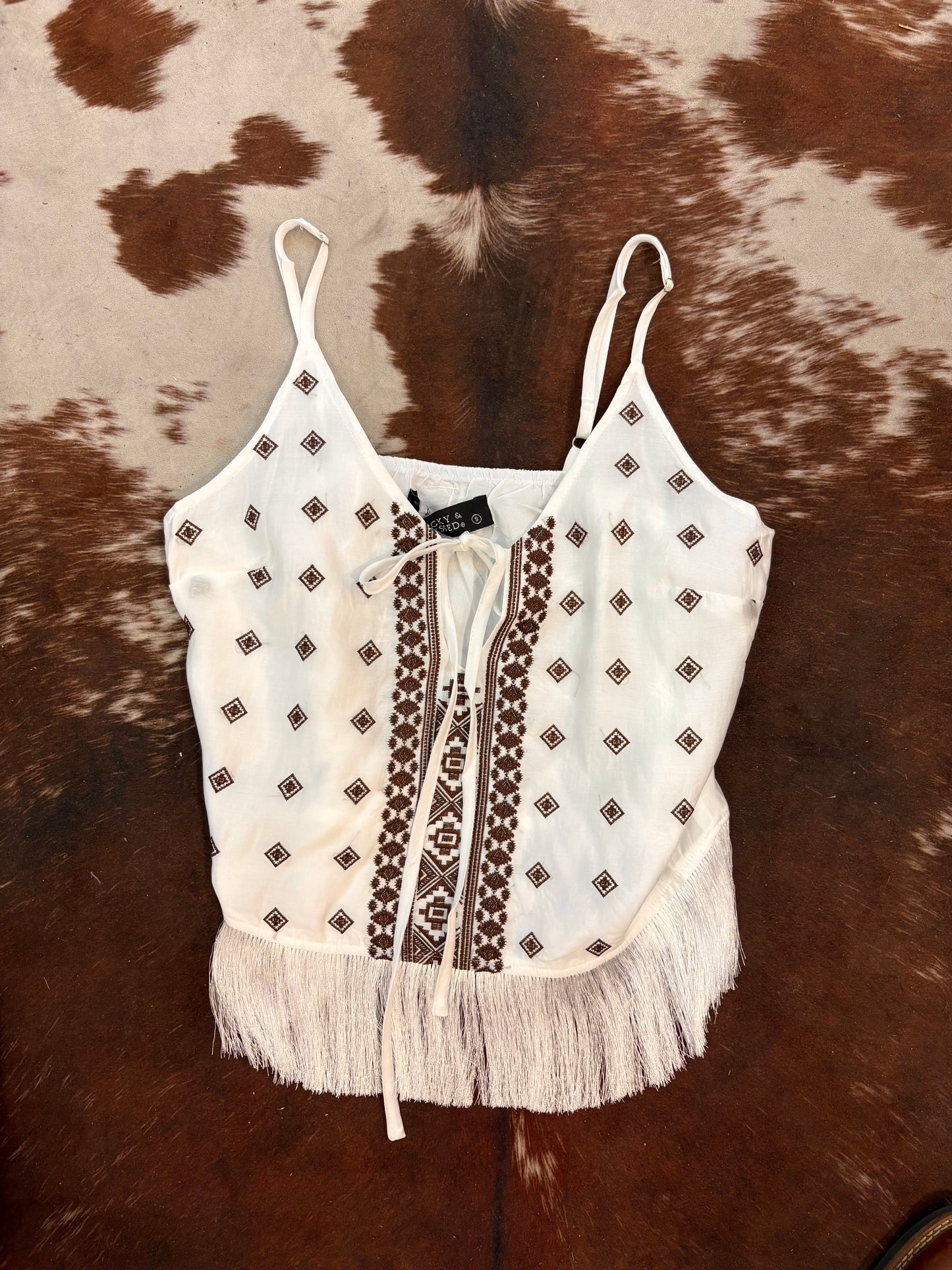 Women’s embroidered Tie Front Top