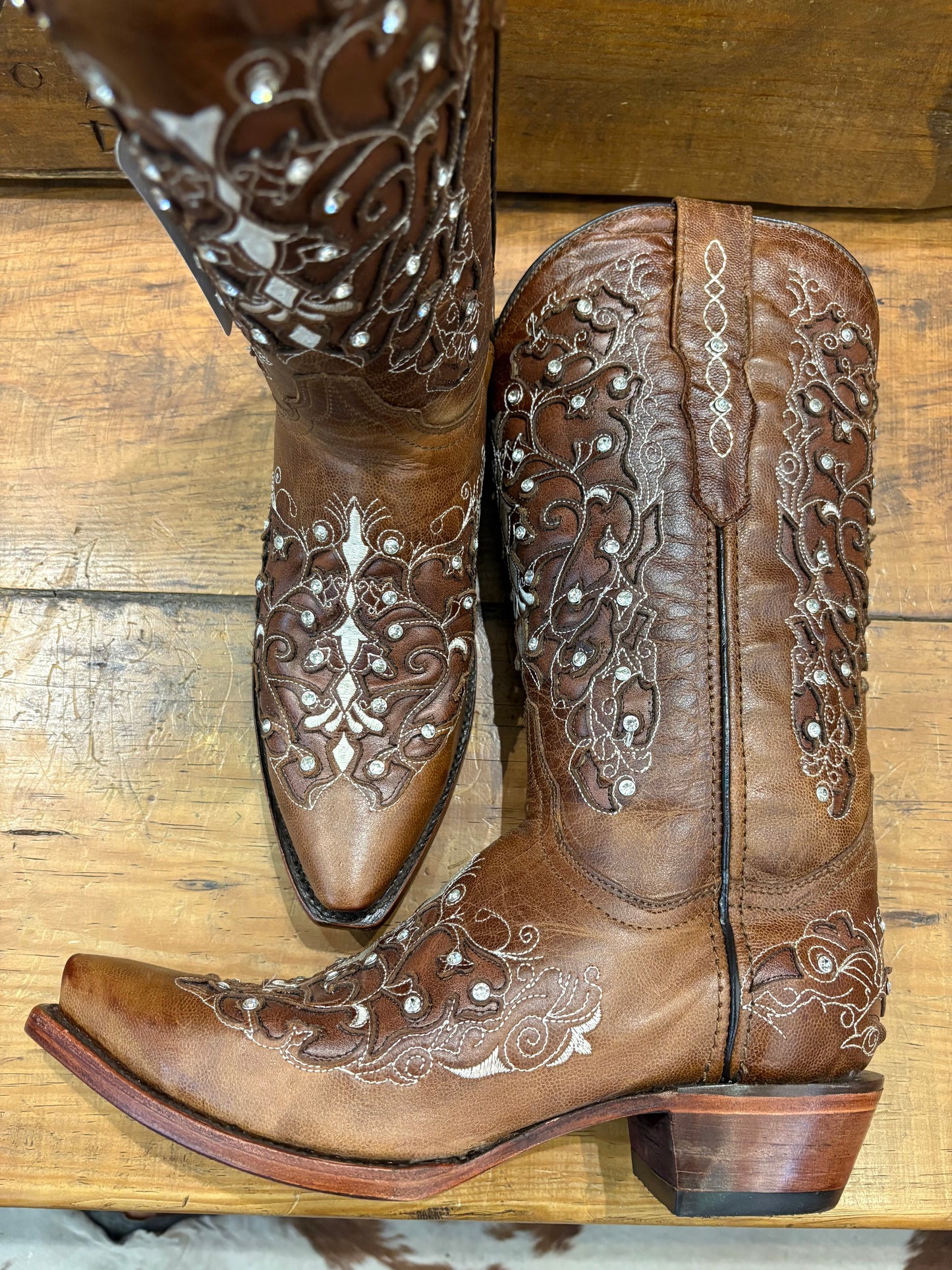 Bronzer Boot: Carter Crystal Pointed Toe Boot