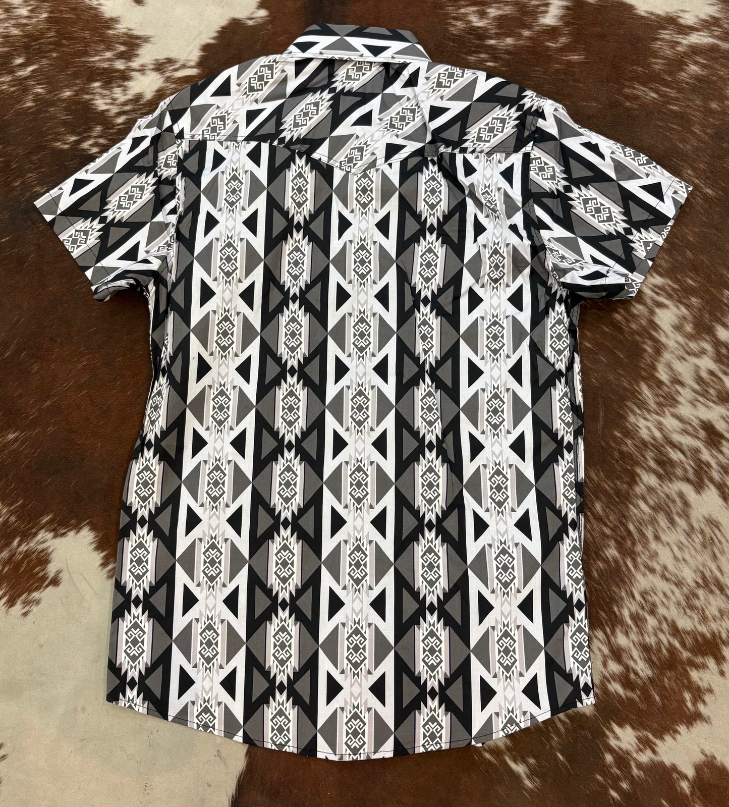 Mens Short Sleeve Aztec Pearl Snap Shirt
