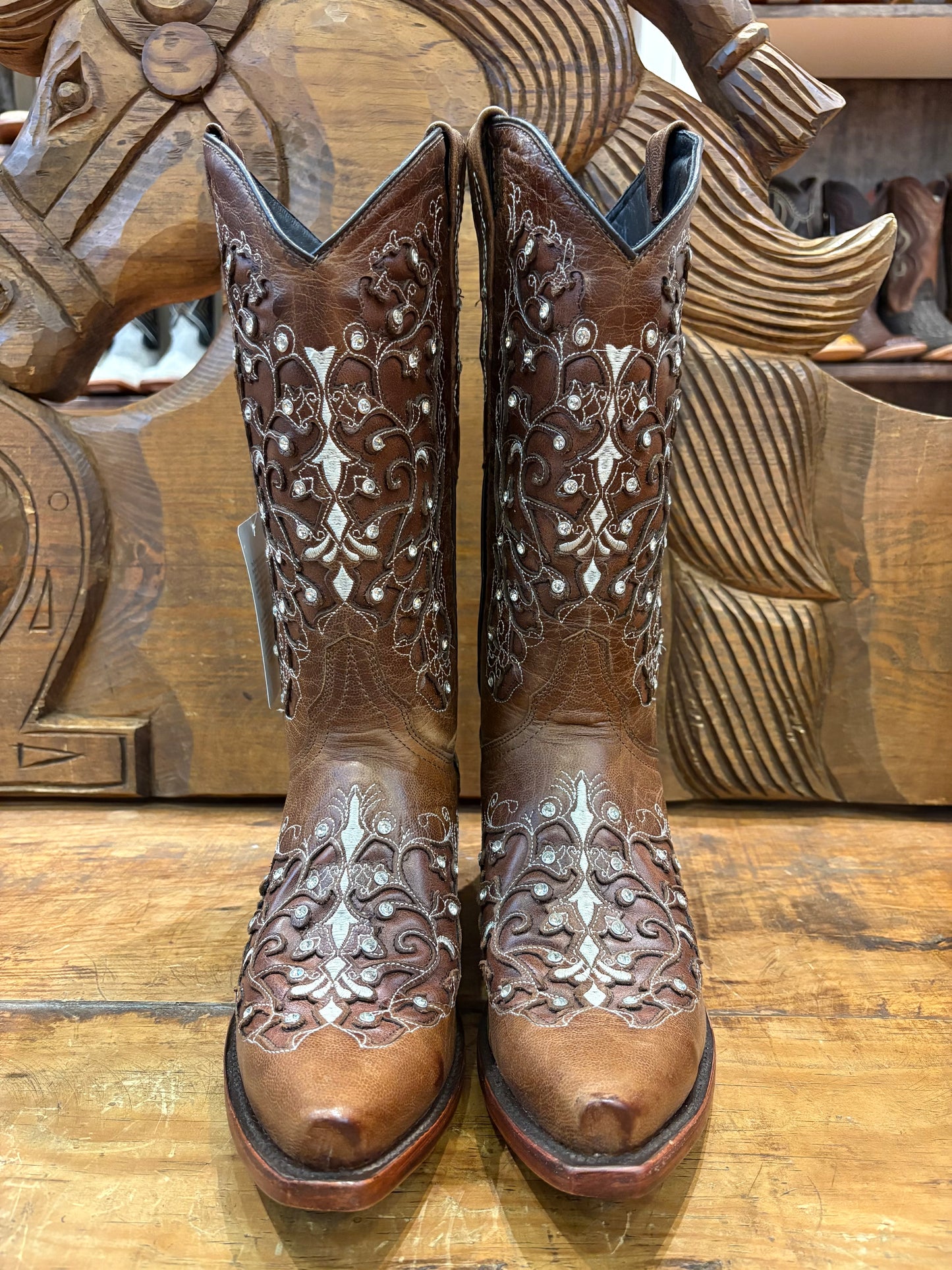 Bronzer Boot: Carter Crystal Pointed Toe Boot