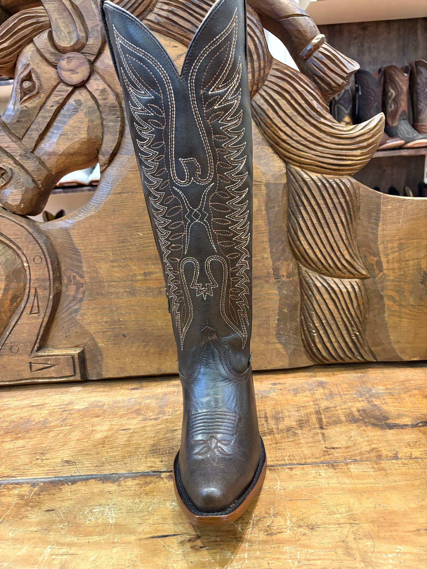 Reyme Boot: Brown Leather knee high boots