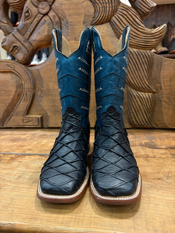 Reyme Boot: Black Fish Print Square Toe Boot