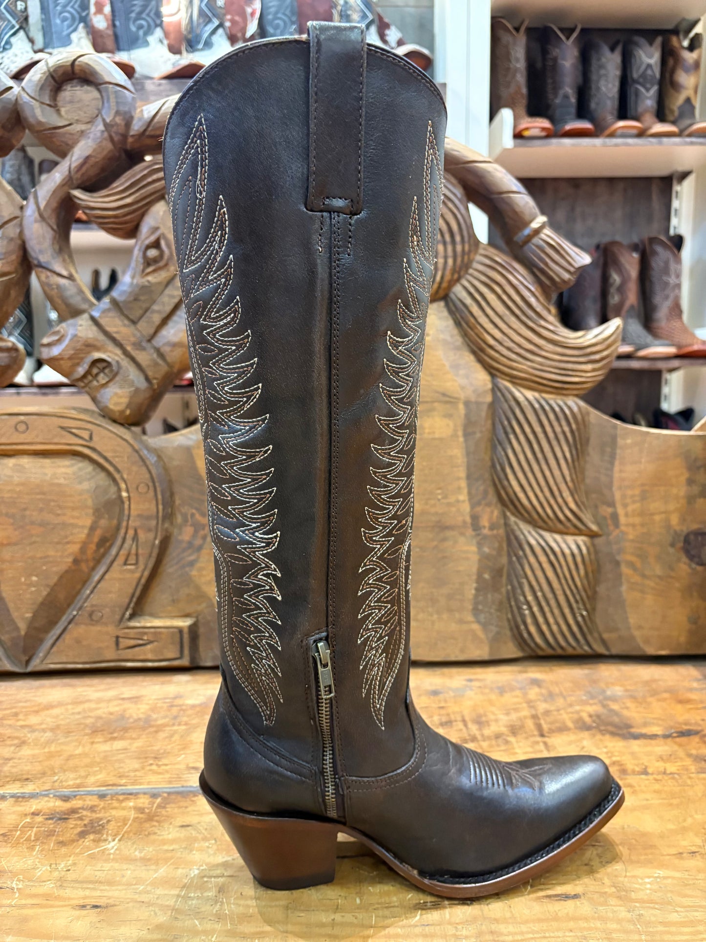 Reyme Boot: Brown Leather knee high boots
