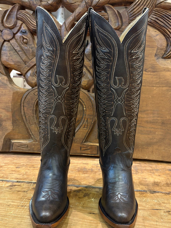 Reyme Boot: Brown Leather knee high boots