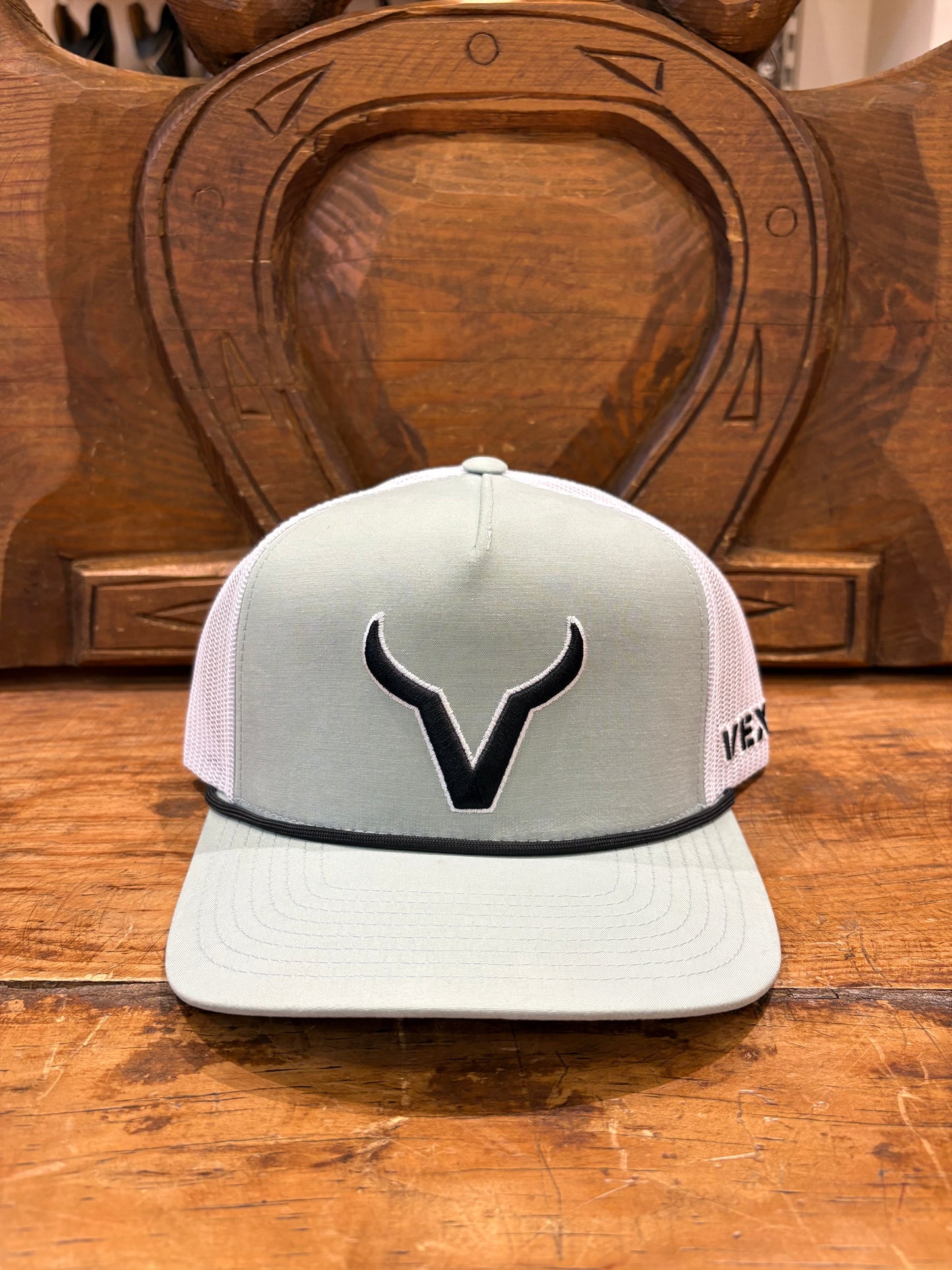 Vexil Cap - Black Logo- Light Gray/White Mesh
