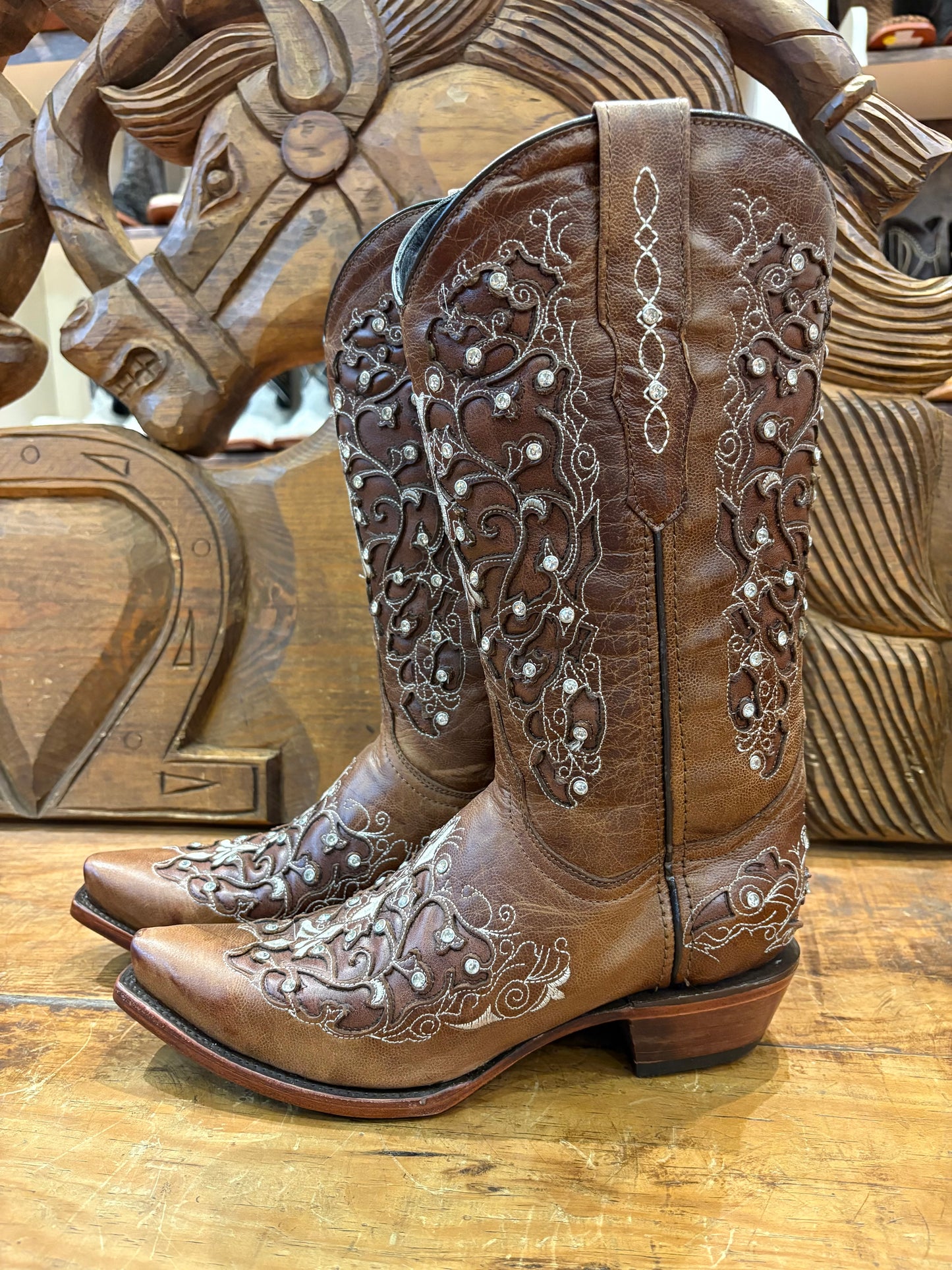 Bronzer Boot: Carter Crystal Pointed Toe Boot