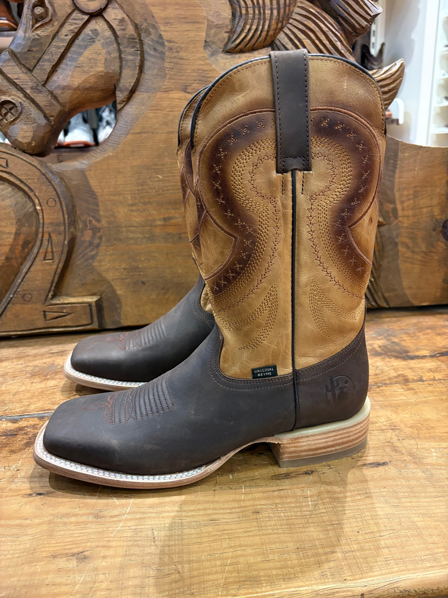 Reyme Boot: Choco Brown Leather Square Boot