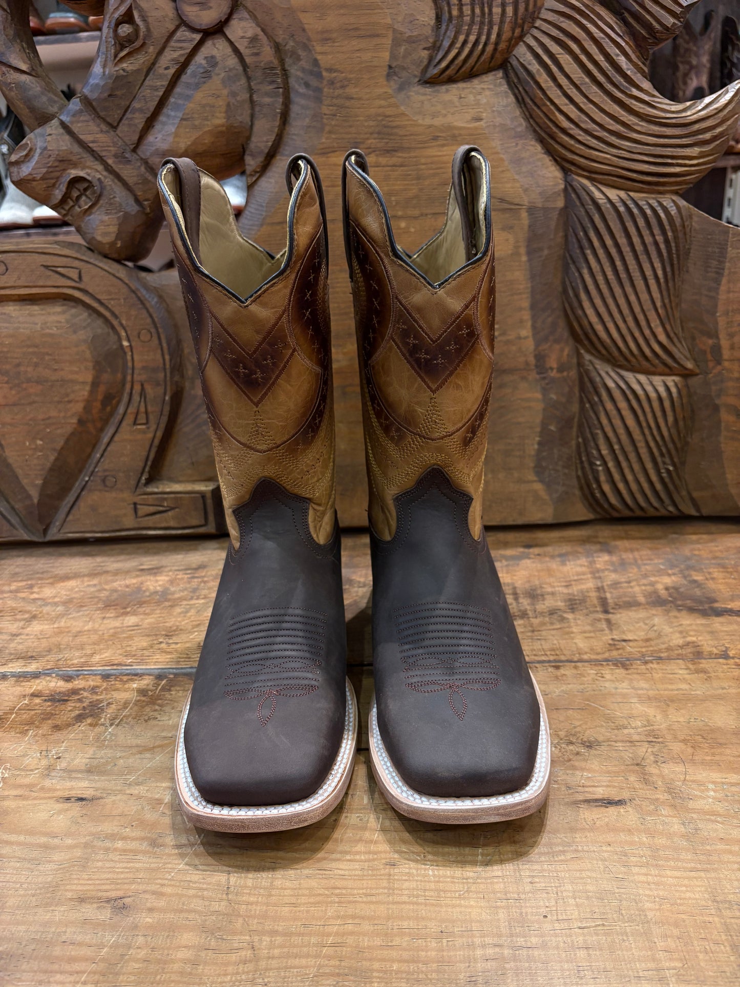 Reyme Boot: Choco Brown Leather Square Boot