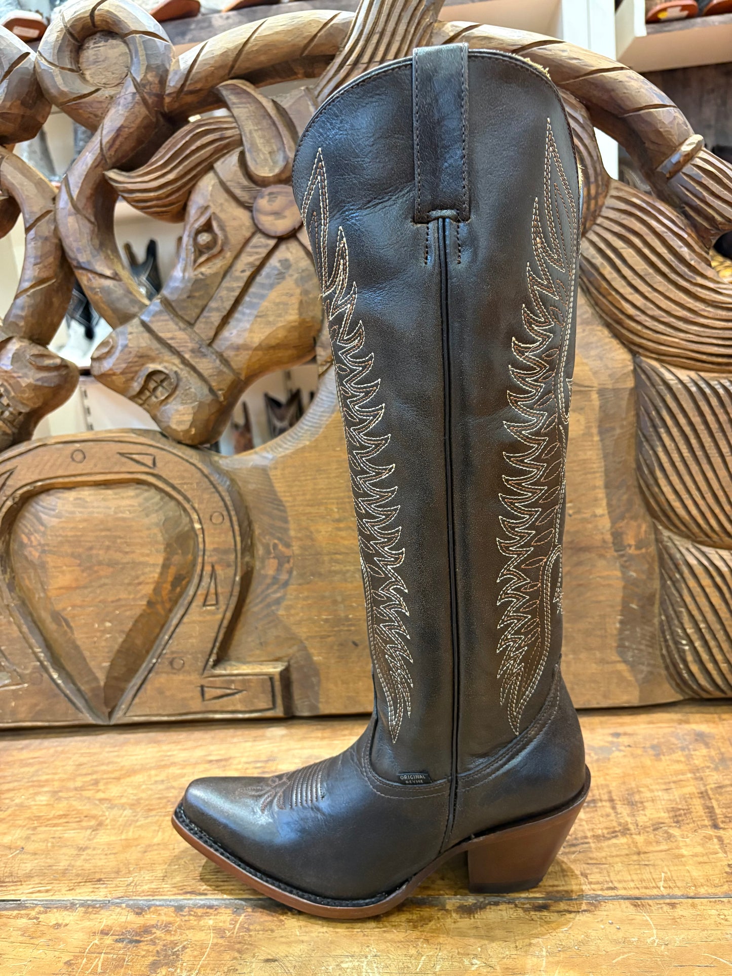Reyme Boot: Brown Leather knee high boots