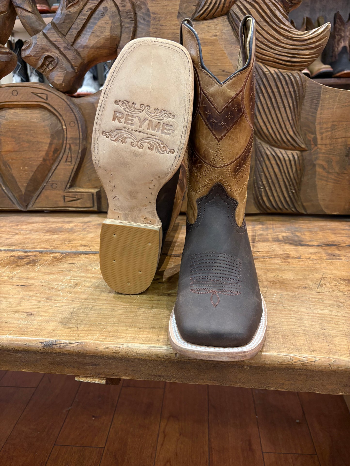 Reyme Boot: Choco Brown Leather Square Boot