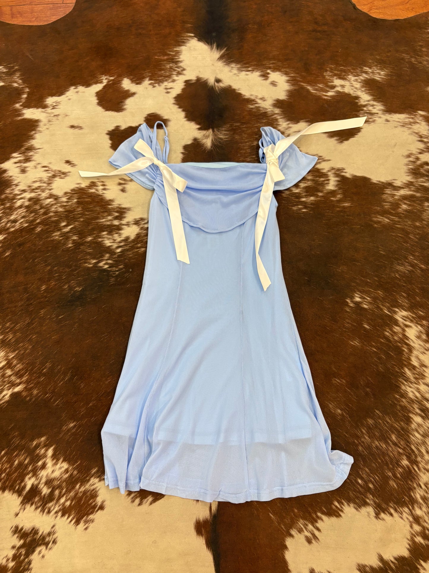 Women's  Blue White Bow Dress