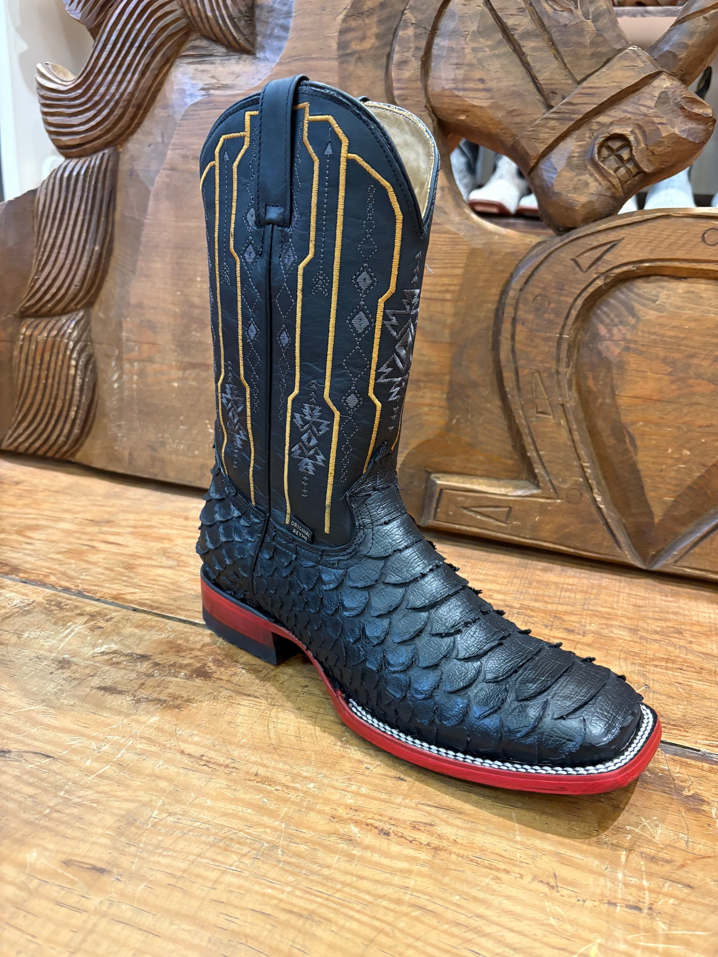 Python Red and Black Boots